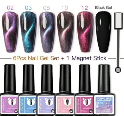 Aurora Fairy Cat Magnetic Gel Nail Polish - 6 Pcs